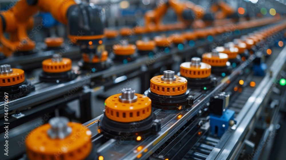 Industry non-stop assembling line for producing modern luxury cars Industry non-stop assembling line for producing modern luxury cars
