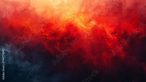 Abstract Painting Featuring Red and Orange Colors © Daniel
