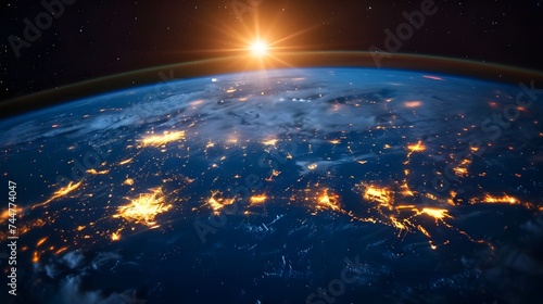 night city lights from space