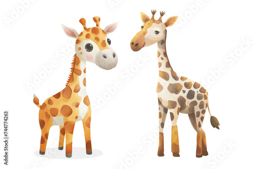 Canvas Print cute giraffe soft watercolour vector illustration