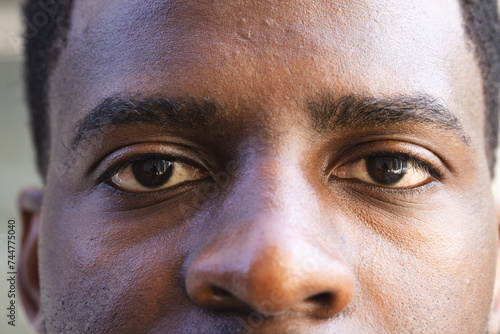 Close-up of a young African American man's face photo