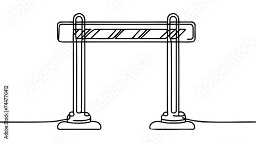 Continuous one line drawing barrier gates. Urban life. Single line draw design vector graphic illustration.
