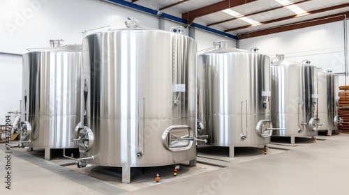 A symphony of steel and functionality, these tanks quietly perform their vital role, ensuring the smooth operation of the indoor industrial facility.