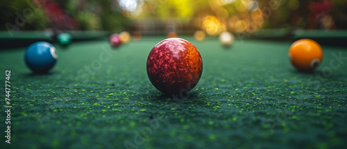 Group of Balls on Green Surface