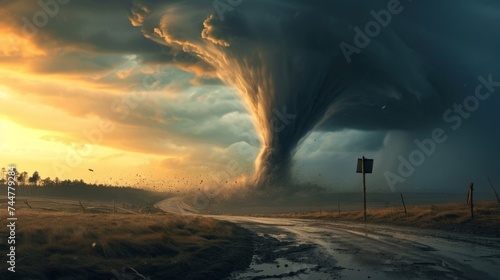 Tornado over the countryside photo