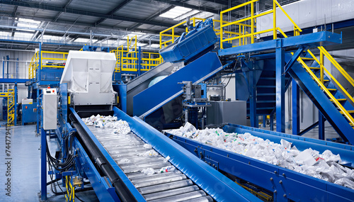  An extensive and efficient waste sorting and recycling facility featuring conveyor belts photo