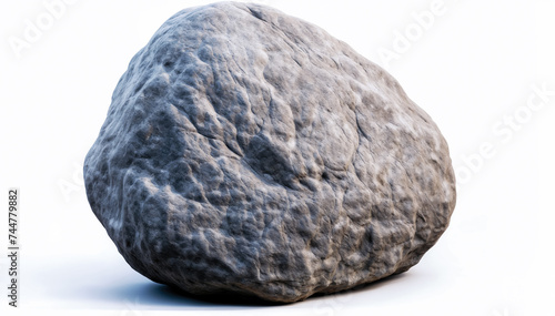  Large Granite Boulder Isolated on White Background photo