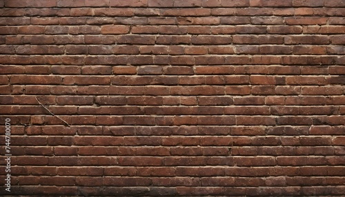 A sturdy red brick wall showcases a pattern of time-worn bricks with a single visible crack, hinting at its long-standing resilience and history. The wall's texture offers a backdrop of strength and