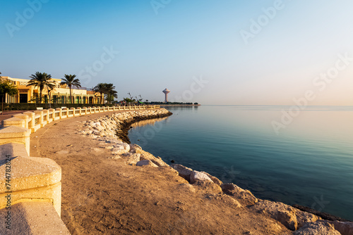 Fototapeta Naklejka Na Ścianę i Meble -  Wonderful Morning view in Al khobar Corniche-Saudi Arabia. If you are looking for a relaxing place to enjoy nature and fresh air in Al Khobar, you might want to visit the Al Khobar Park.