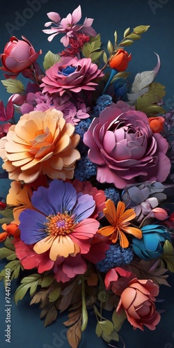 Wallpaper Mural spring flowers bouquet. AI generated illustration Torontodigital.ca