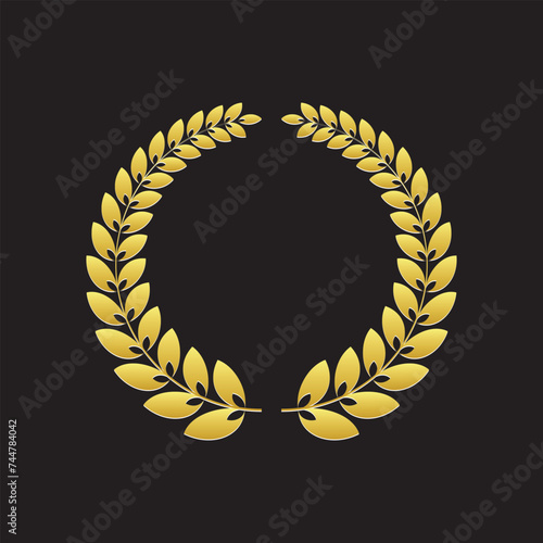 Golden laurel wreath. Laurel wreath icon, vector, award. Vector illustration of wreaths symbols for award, sign, logo. Beautiful decorative laurels vector. Round Leaves vector 