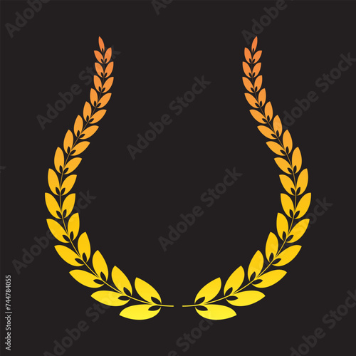 laurel wreath award. Golden laurel wreath. Laurel wreath icon, vector, award. Vector illustration of wreaths symbols for award, sign, logo. Beautiful decorative laurels vector. Round Leaves vector 