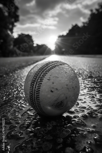 Baseball Resting on Side of Road