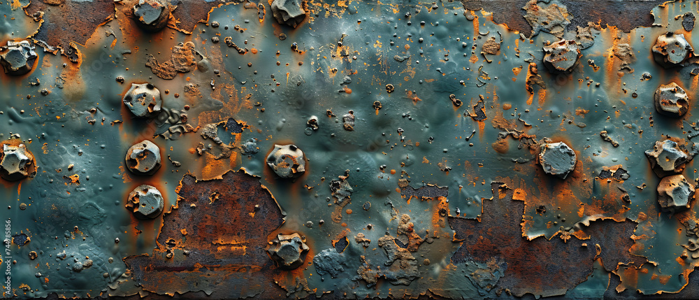 Rusted Metal Surface With Numerous Holes - obrazy, fototapety, plakaty 
