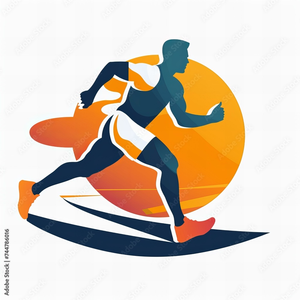 Flat vector logo of a runner 