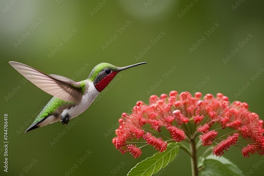 Naklejka premium hummingbird and flower