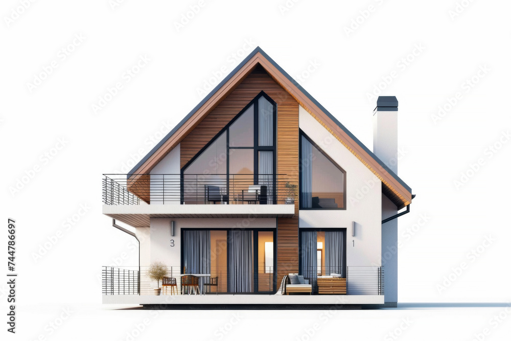 Modern architecture house model isolated on backrgound, stylish minimal house, modern contemporary desgin concept.