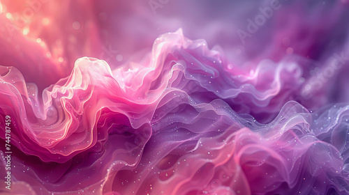 Abstract Painting of Pink and Purple Waves