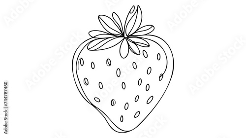 One continuous line drawing of isolated vector object - strawberry