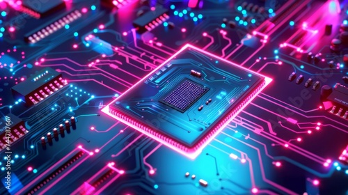 technology background and power button and main board or CPU vector picture