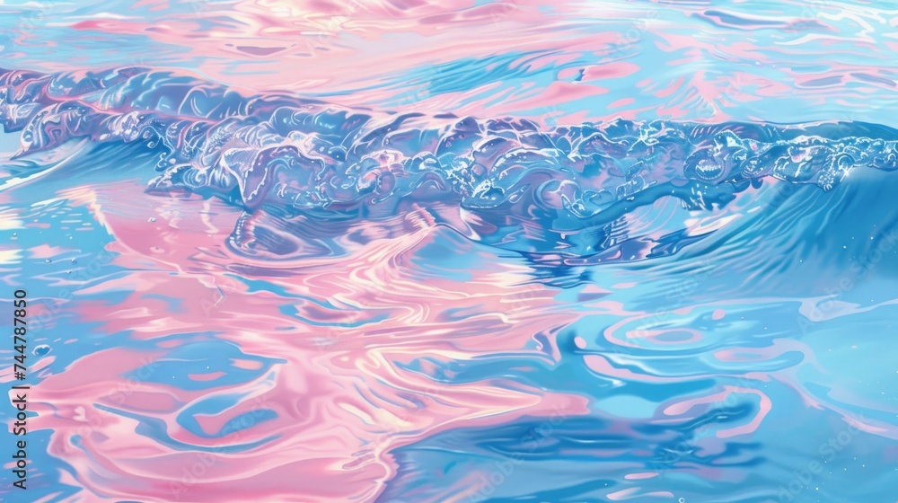 Retro Pink And Blue Theme Flowing Water With Waves Background Wallpaper