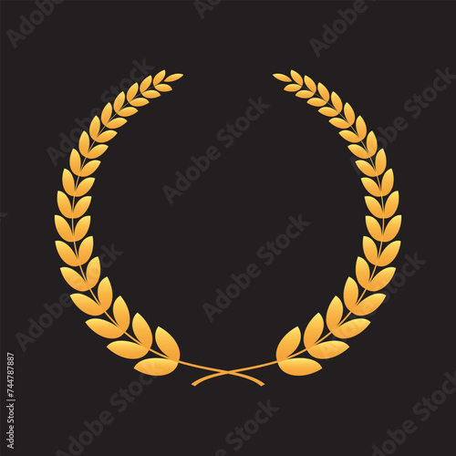 Golden laurel wreath. Laurel wreath vector, award, icon. Vector illustration of wreaths symbols for award, sign, logo. Beautiful decorative laurels vector. color Laurel wreath . Round Leaves vector 