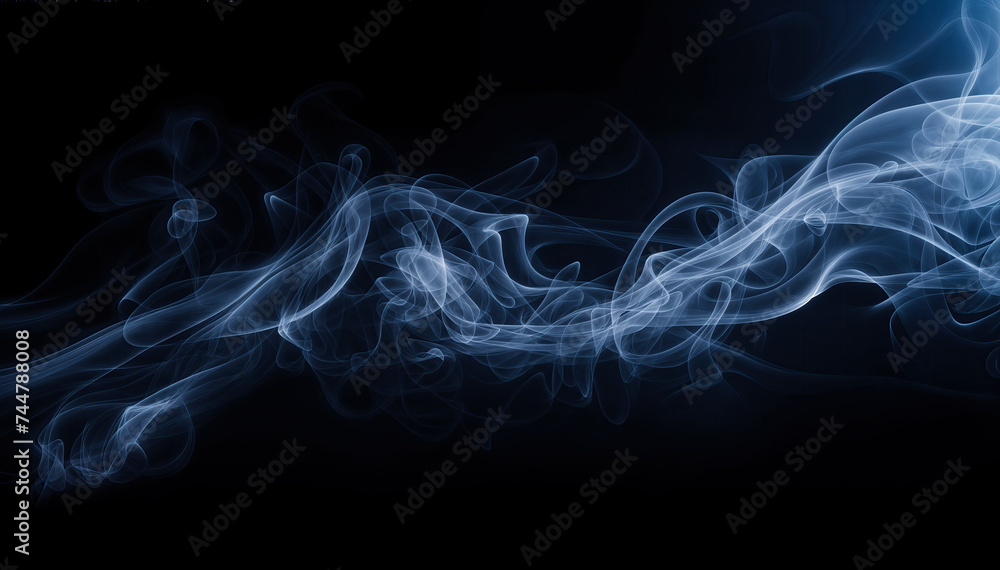 Blue smoke isolated on black background The concept of aromatherapy