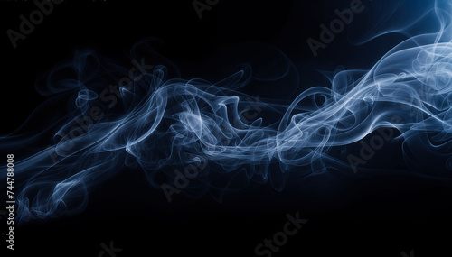  Blue smoke isolated on black background The concept of aromatherapy