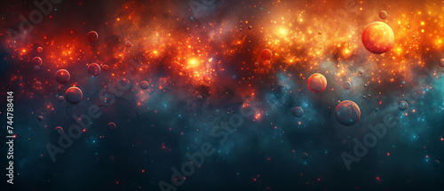 Cosmic Scene With Planets and Stars