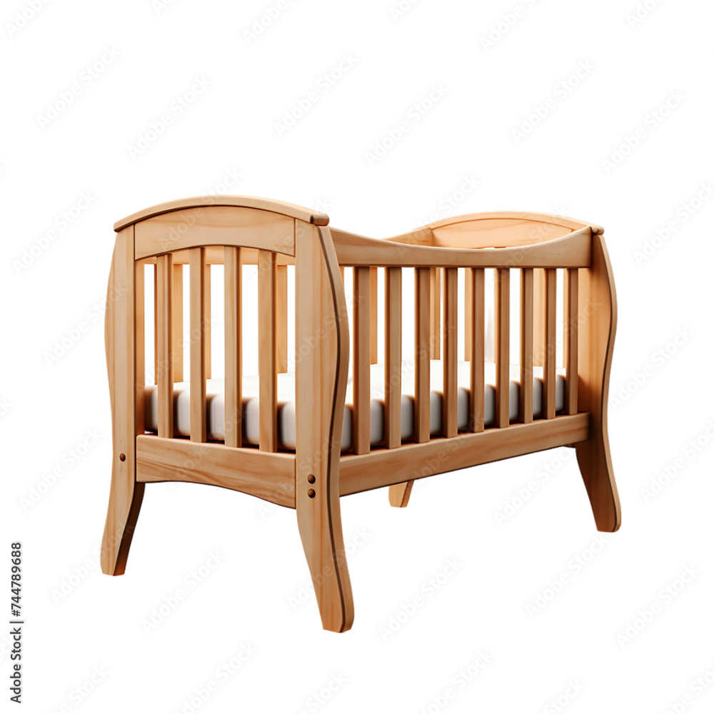 Wooden baby crib. isolated on a transparent background Wooden baby crib. isolated on a transparent background