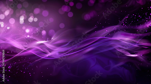 Purple dynamic shape, glare and bokeh on dark background. Abstract background. Generated AI photo