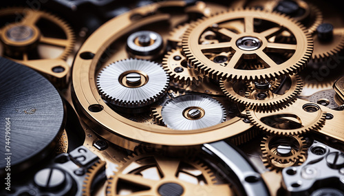 intricate workings of a mechanical watch movement, with its gears, springs, and balance wheel
