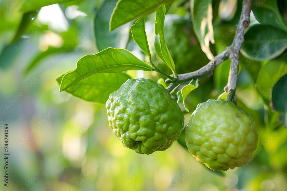 Bergamot, fruit on a branch. Bergamot, fruit on a branch.