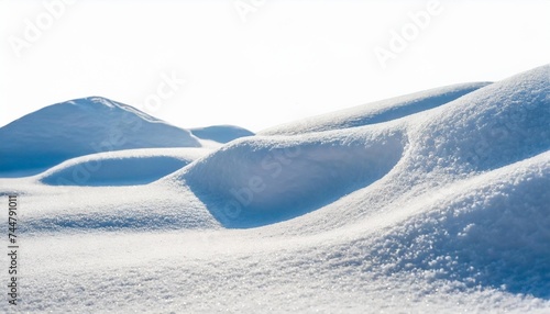 snowy white clean snow texture snowdrift isolated on white background wide format