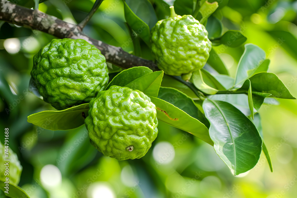 Bergamot, fruit on a branch. Bergamot, fruit on a branch.