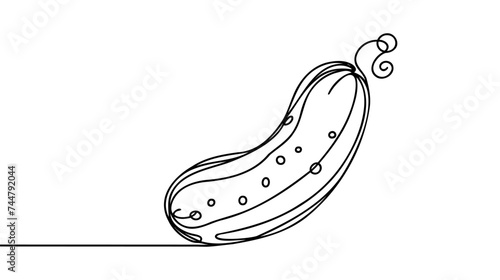 One continuous line drawing round sliced healthy organic cucumber for orchard logo identity.