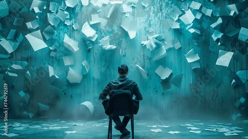 Man Sitting in Chair in Front of Wall