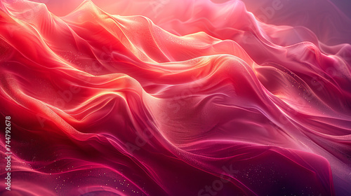 Abstract Painting of Pink and Red Waves