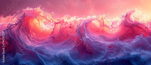 Pink and Blue Wave Painting