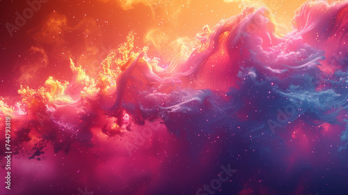 Colorful Background With Clouds and Stars