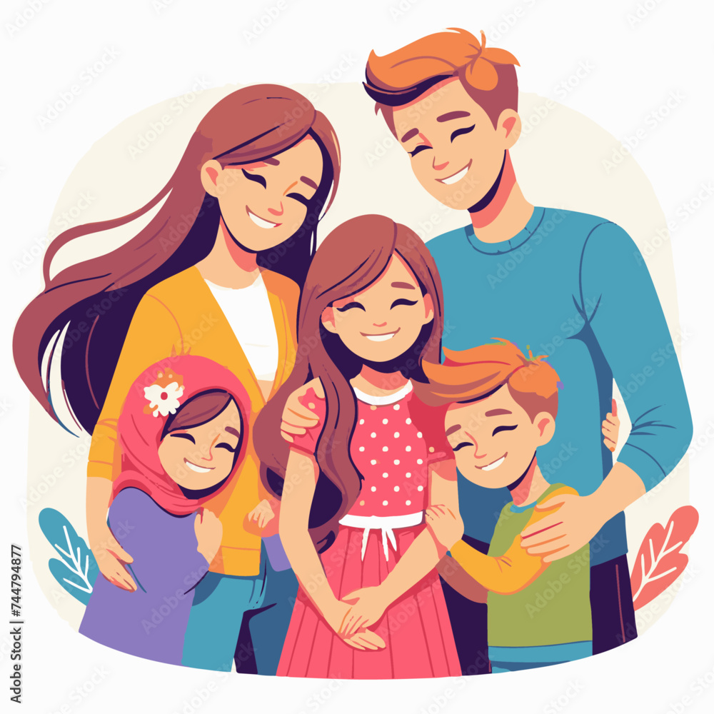 Happy family with kids. Mother, father and children. Vector illustration Happy family with kids. Mother, father and children. Vector illustration