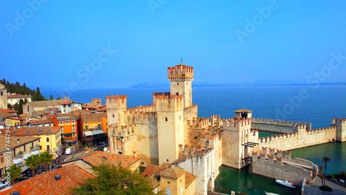Scaliger Castle of Sirmione, Lake Garda - Italy - View of the imposing castle on the peninsula photo