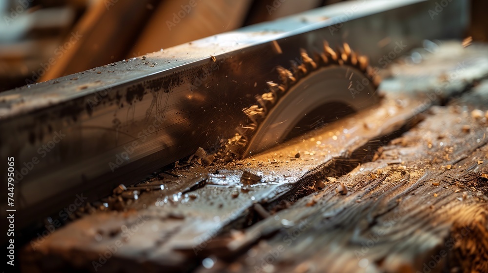 close-up of metal sawing