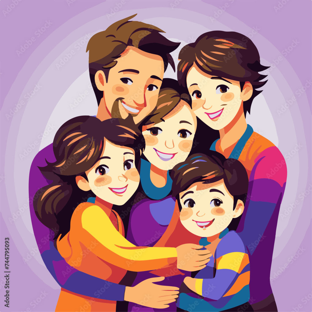 Happy family. Mother, father, son and daughter. Vector illustration Happy family. Mother, father, son and daughter. Vector illustration