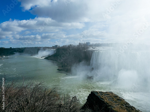 Niagara Falls, Ontario, Canada. Niagara Falls is the largest waterfall in the world. Picturesque view from Canadian side.