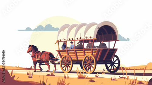 Covered wagon with horses and male riders vector fla photo