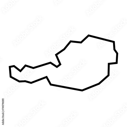 Austria country thick black outline silhouette. Simplified map. Vector icon isolated on white background.