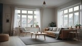 Modern Scandinavian live-in room mock-up design