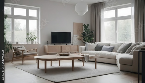 Modern Scandinavian live-in room mock-up design