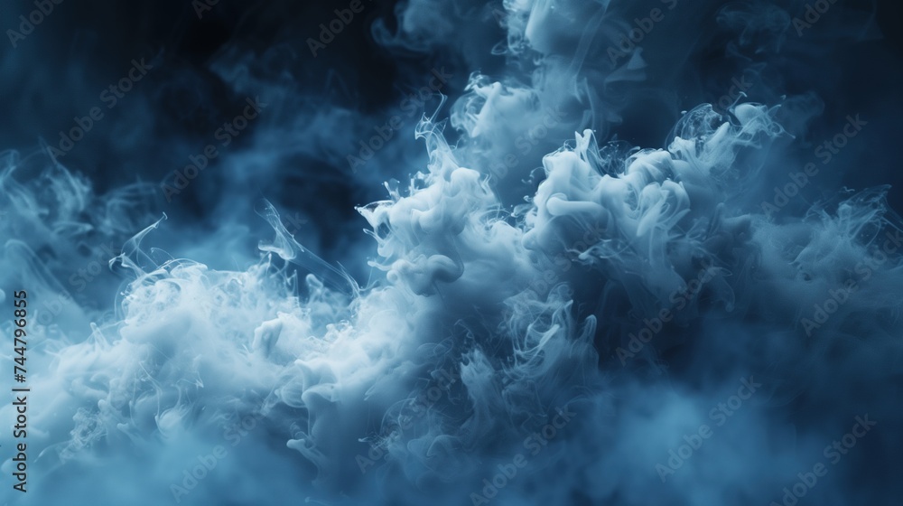 White Smoke Texture on Dark Blue Background Wallpaper